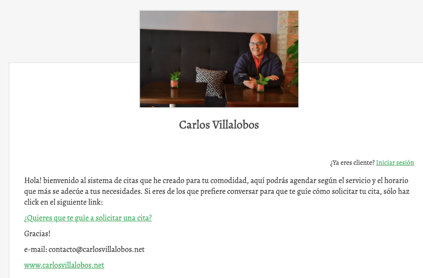 Acuity Scheduling bienvenida